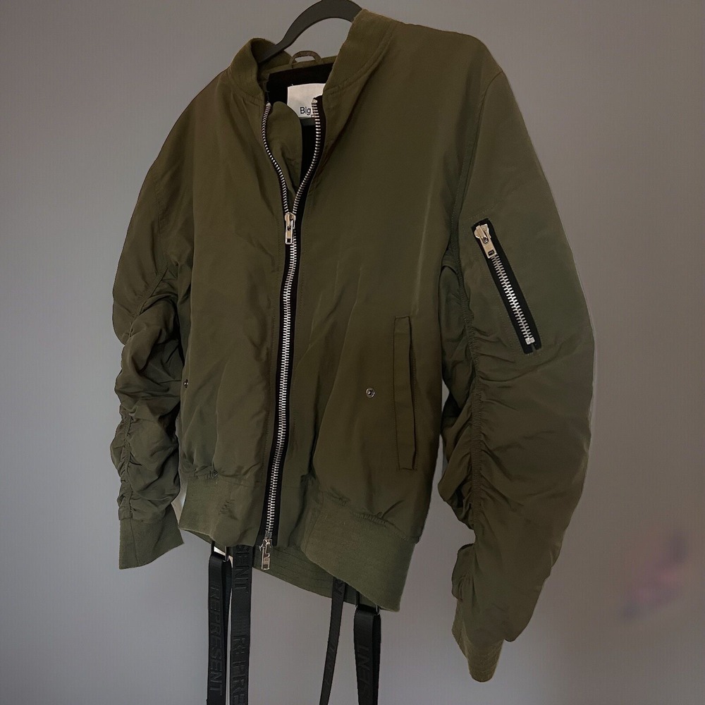 Big Sam Jacket Coat Bomber Pilot Jacket Army Green Suspenders Size Medium